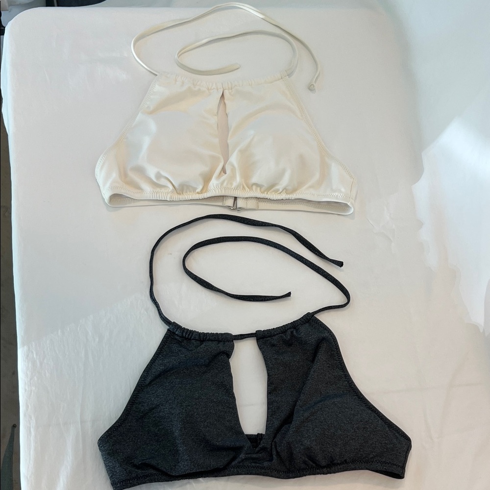 Women's Halter swim Set - Cream and Black